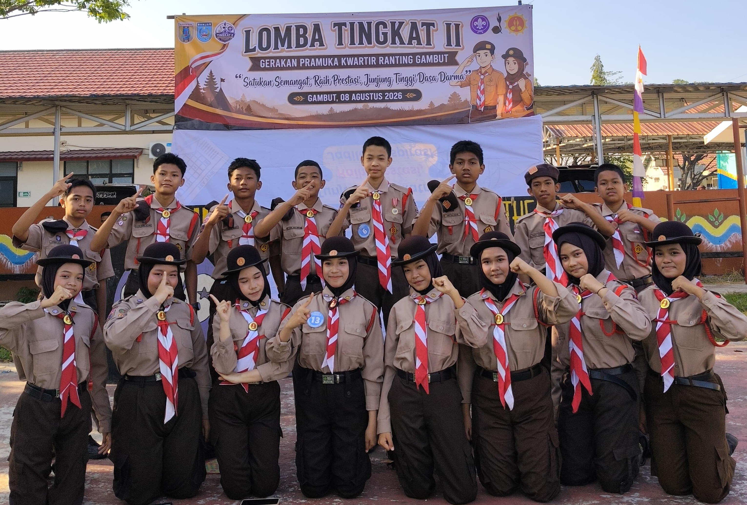 Pasukan Khusus Pramuka MTsN 1 Banjar Toreh Prestasi Gemilang di Lomba Tingkat II Kwaran Gambut